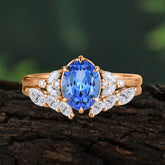 Luxury 6-Prong Oval-Cut Sapphire Engagement Ring Set